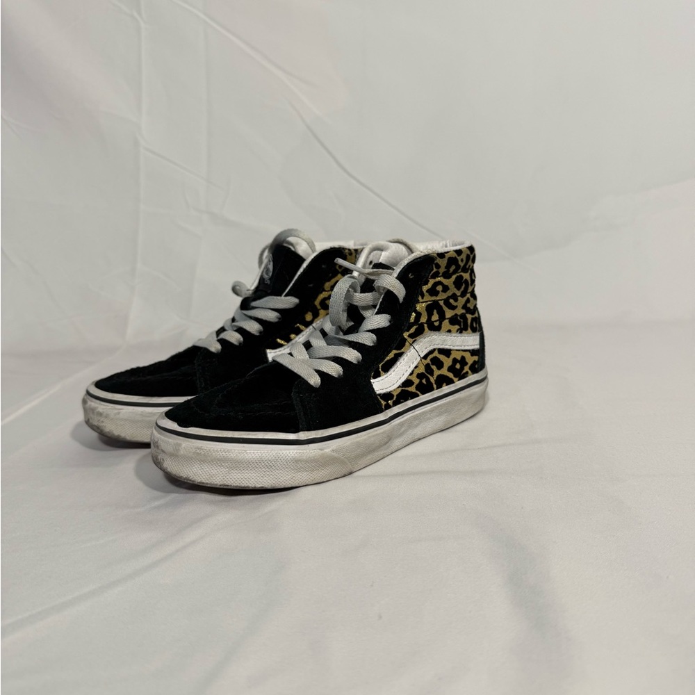 Vans Black and Leopard High-Top Sneakers